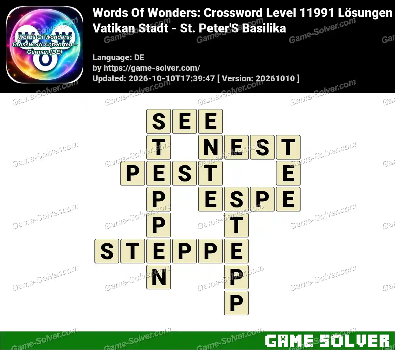 Words Of Wonders: Crossword Level 11991 Lösungen – Vatikan Stadt – St. Peter’S Basilika
